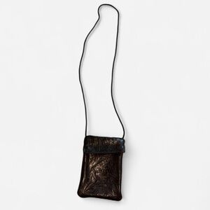 Embossed Brown Leather Crossbody Bag